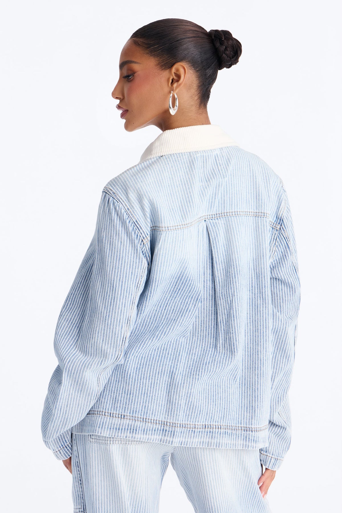Devon Hickory Stripe Denim Jacket - Light Wash
