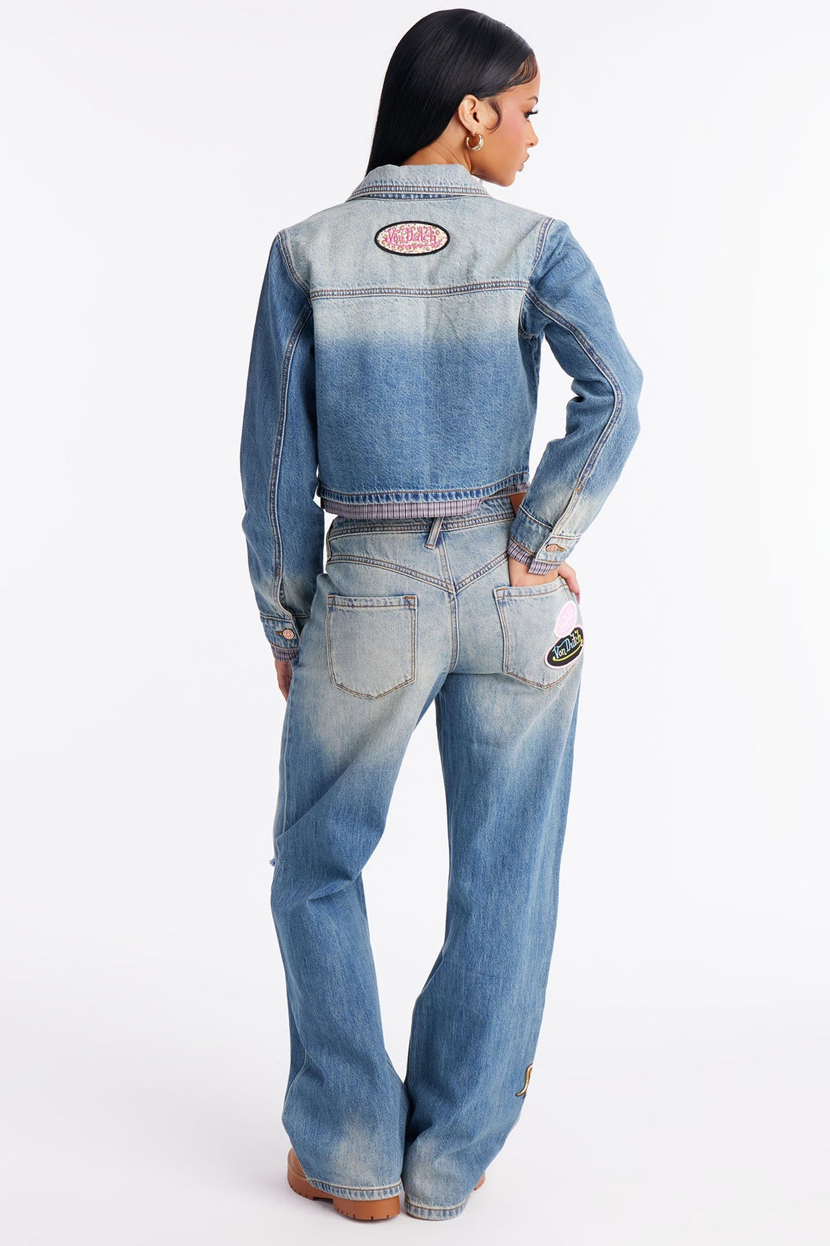 Von Dutch Plaid Denim Jacket - Vintage Wash