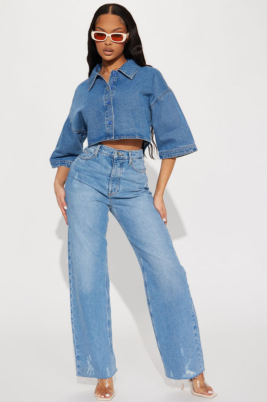 Made For It Denim Shirt - Medium Wash