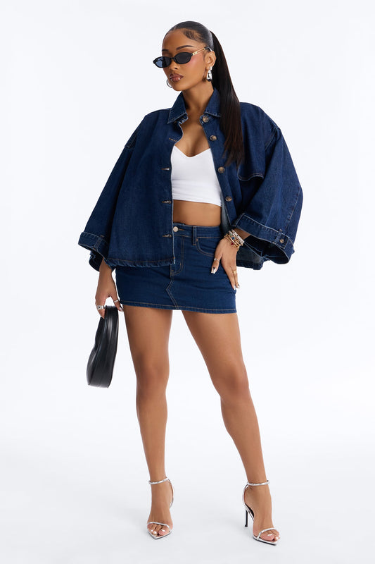 Lady In Waiting Denim Trench Coat - Dark Wash