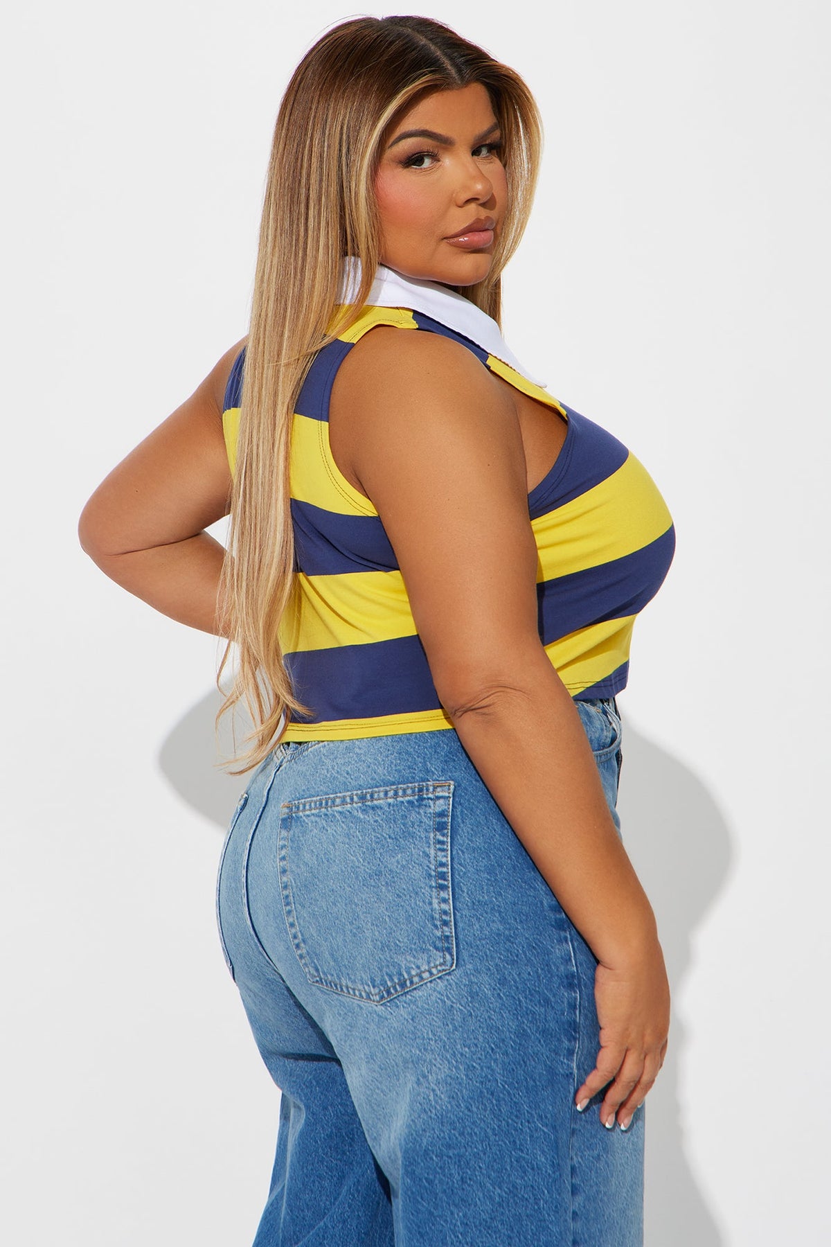Game Day Cropped Polo - Yellow/combo