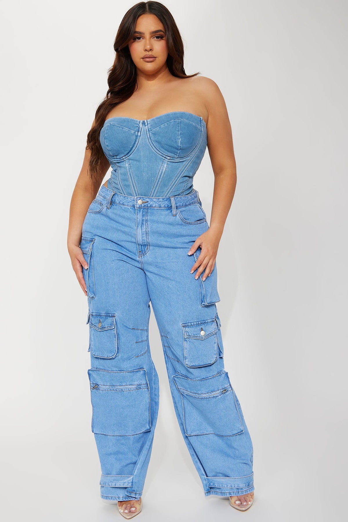 Bae For Tonight Denim Corset Top - Medium Wash
