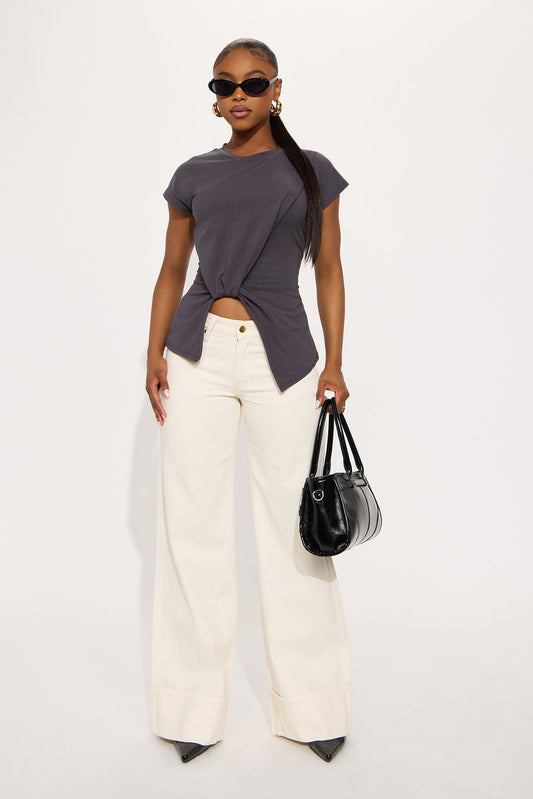 Honesty Short Sleeve Top - Charcoal