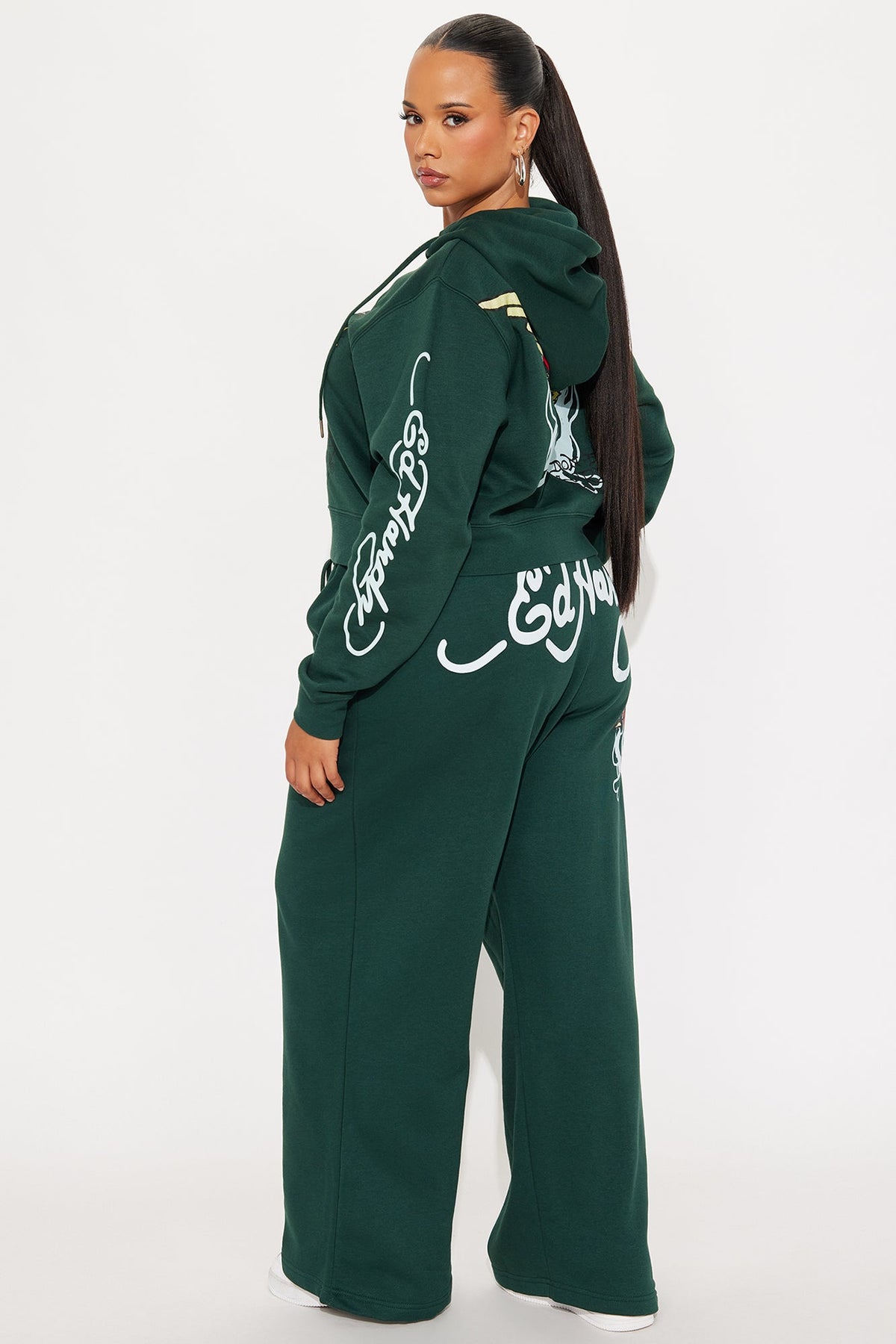 Ed Hardy Twin Flame Zip Up Hoodie - Hunter Green