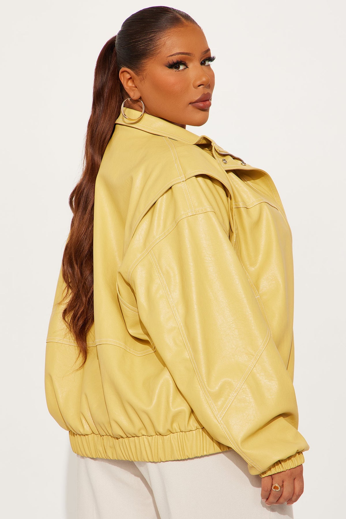 Stella Faux Leather Bomber Jacket - Yellow