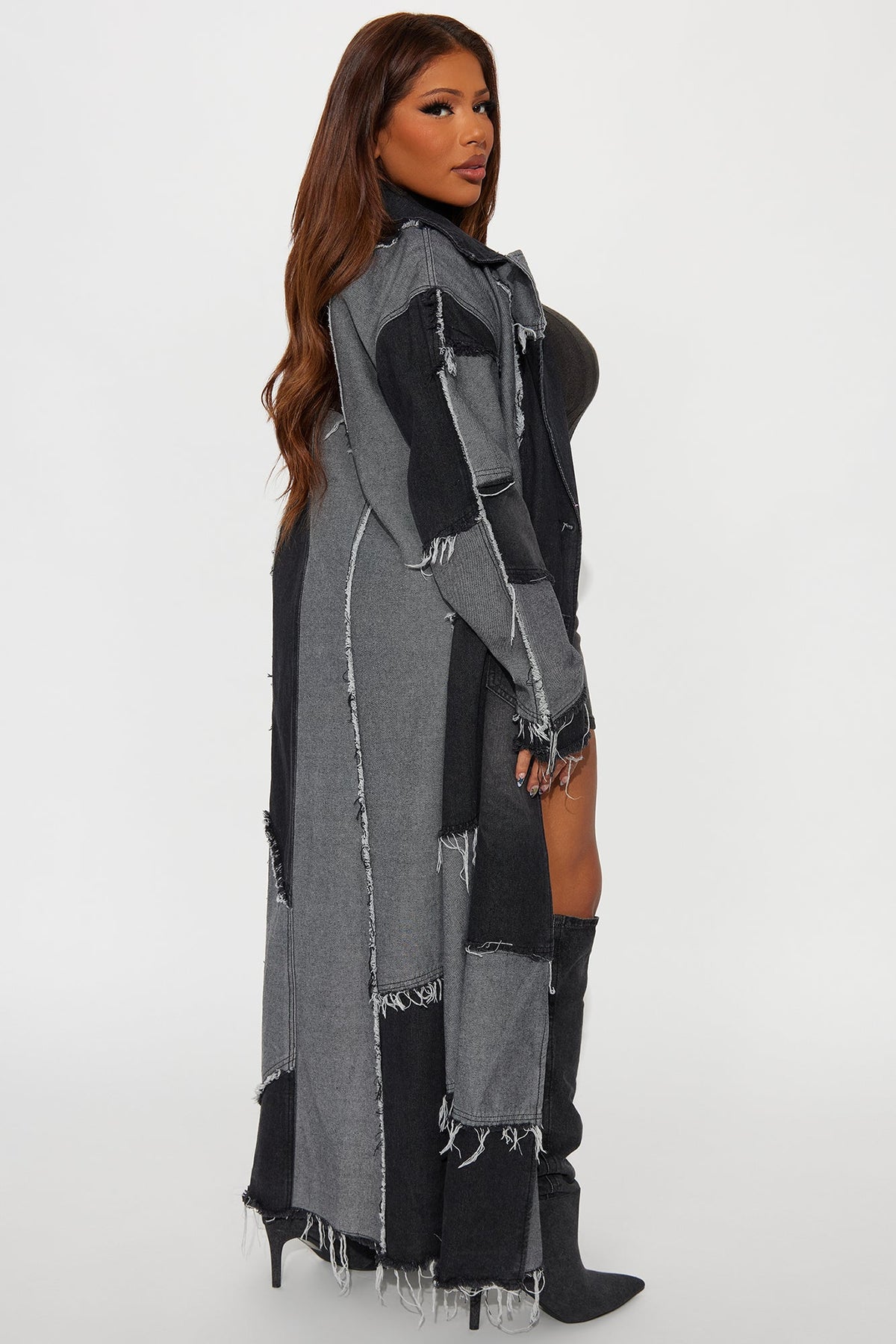 Don't Talk Loud Denim Coat - Black/combo
