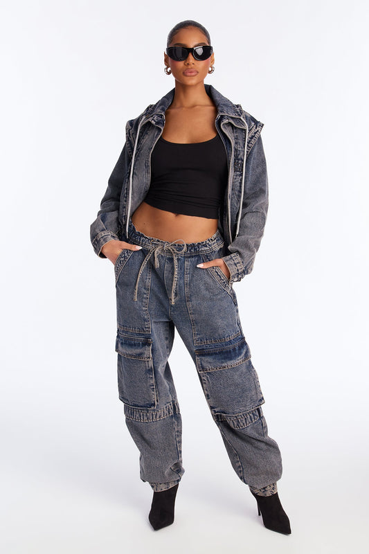 Get To You Denim Jacket - Acid Wash Blue