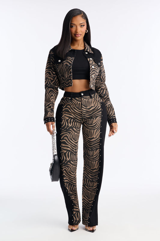 Roam Free Embellished Denim Jacket - Black/combo