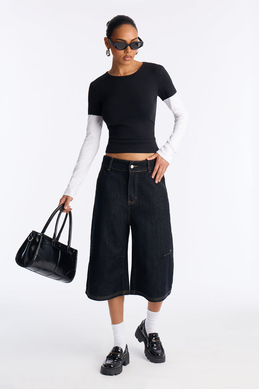 Like My Vibe Crew Neck Tee - Black/White