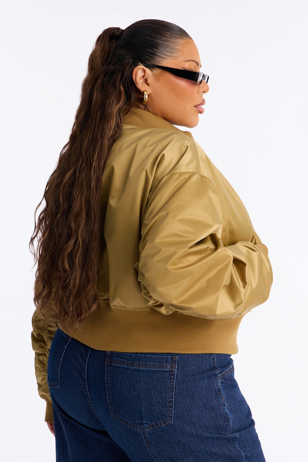 Daily Dose Ruched Bomber Jacket - Gold