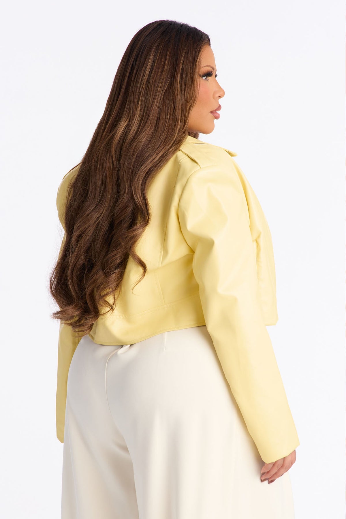 Break The Mold Faux Leather Moto Jacket - Butter Yellow