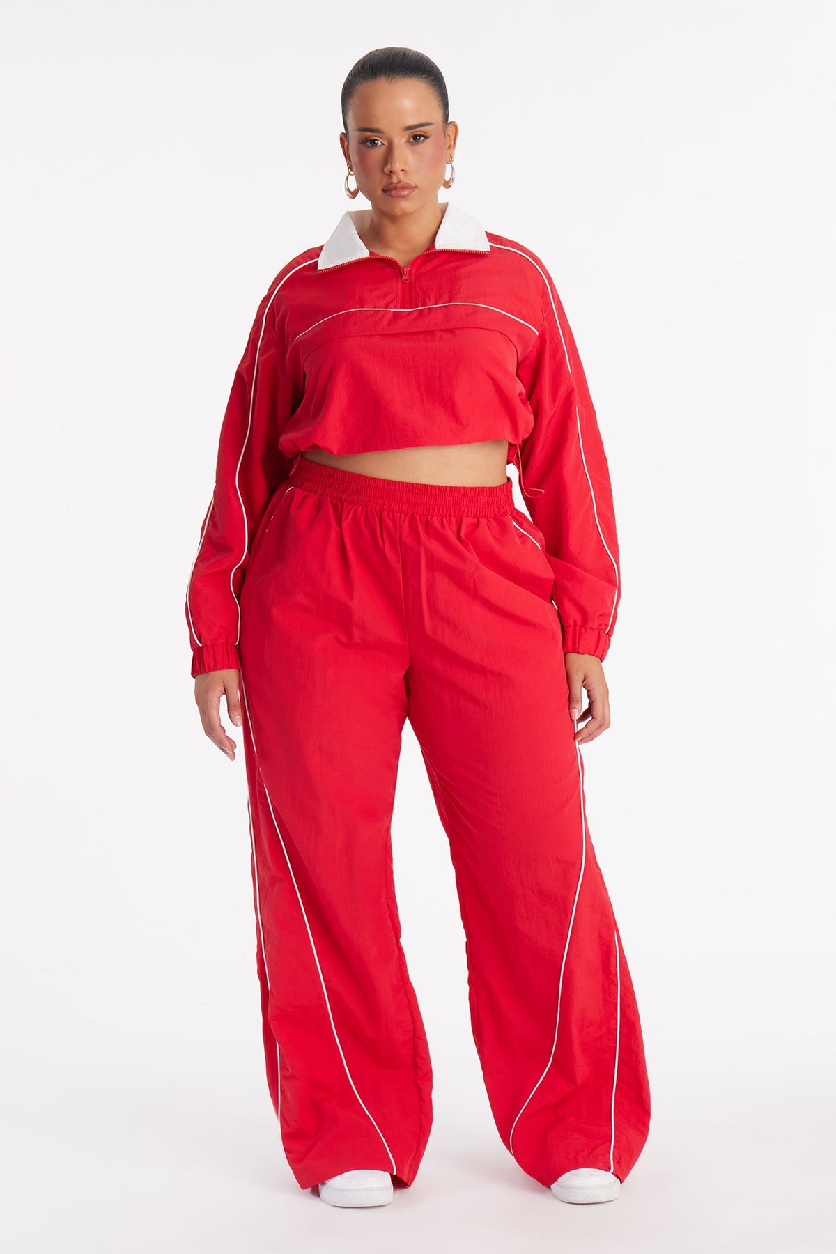 Around The Track Half Zip Windbreaker Jacket - Red/combo