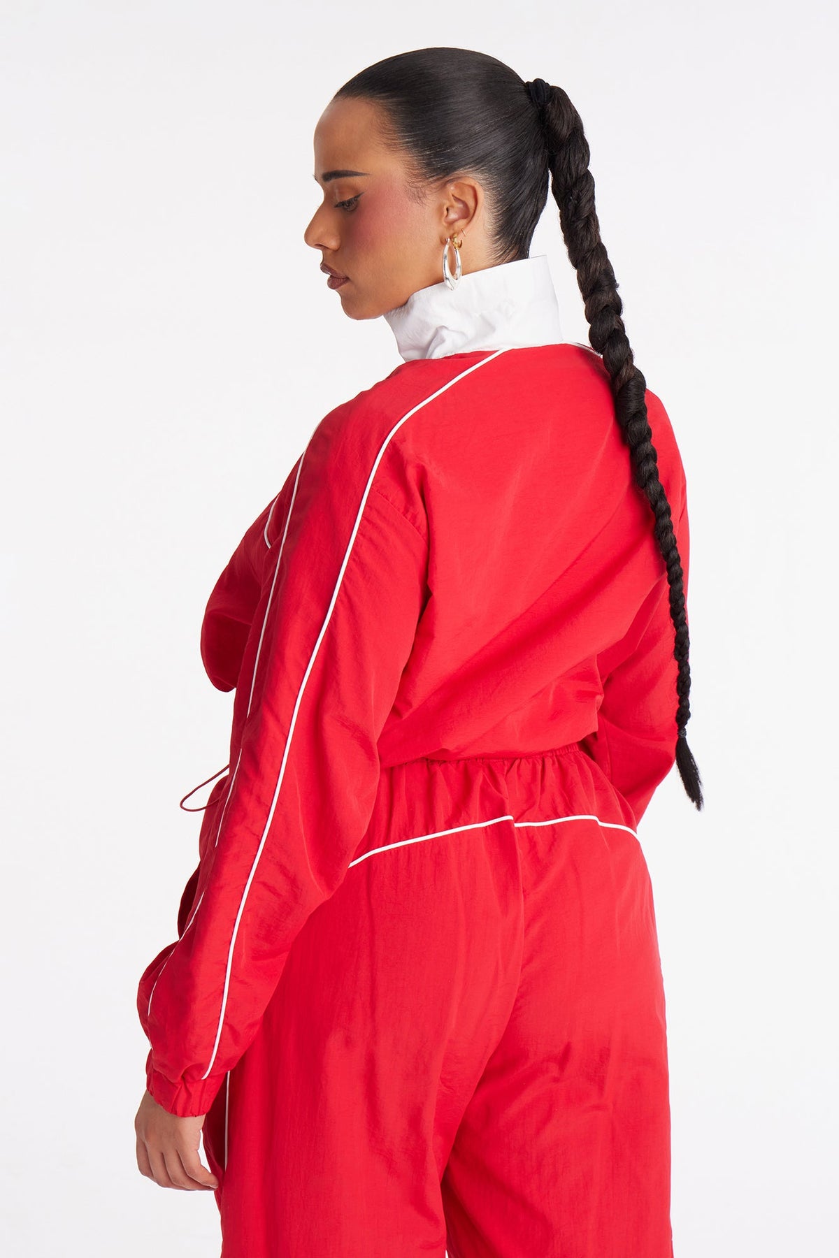 Around The Track Half Zip Windbreaker Jacket - Red/combo