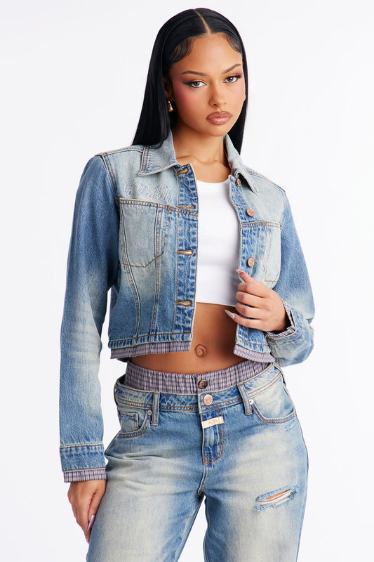 Von Dutch Plaid Denim Jacket - Vintage Wash