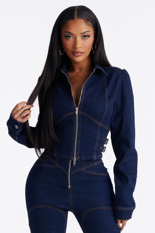 Leading Lady Stretch Denim Jacket - Rinse Blue Wash