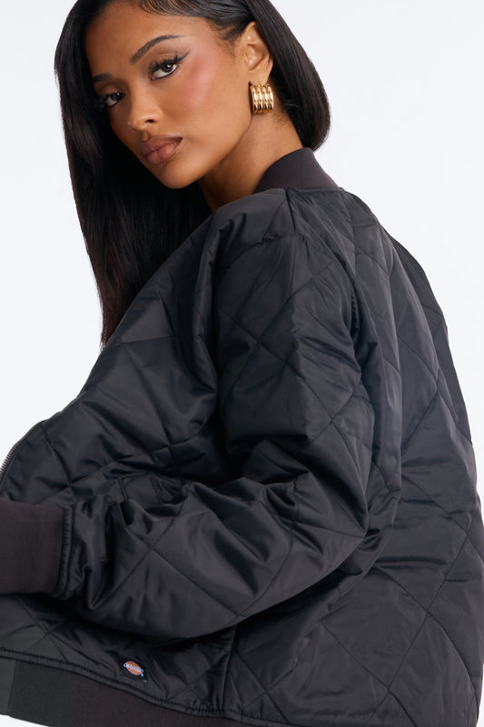 Dickie's Quilted Bomber Jacket - Black