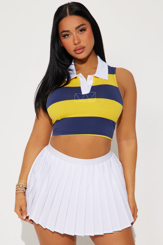 Game Day Cropped Polo - Yellow/combo