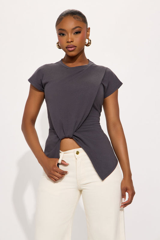 Honesty Short Sleeve Top - Charcoal