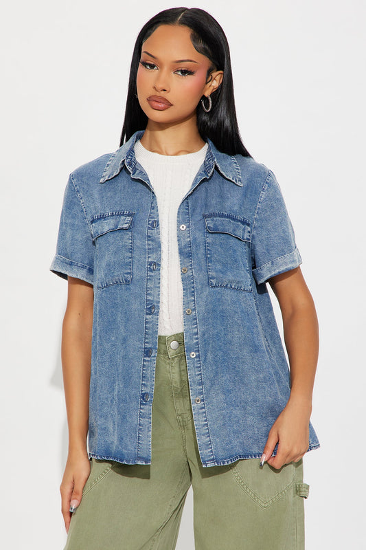 Wild Thoughts Denim Shirt - Medium Wash