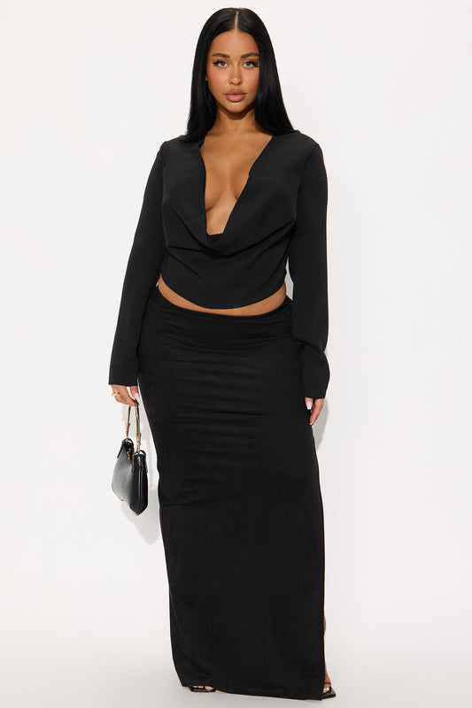 Still Got It Cowl Neck Top - Black