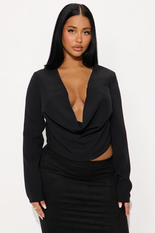 Still Got It Cowl Neck Top - Black
