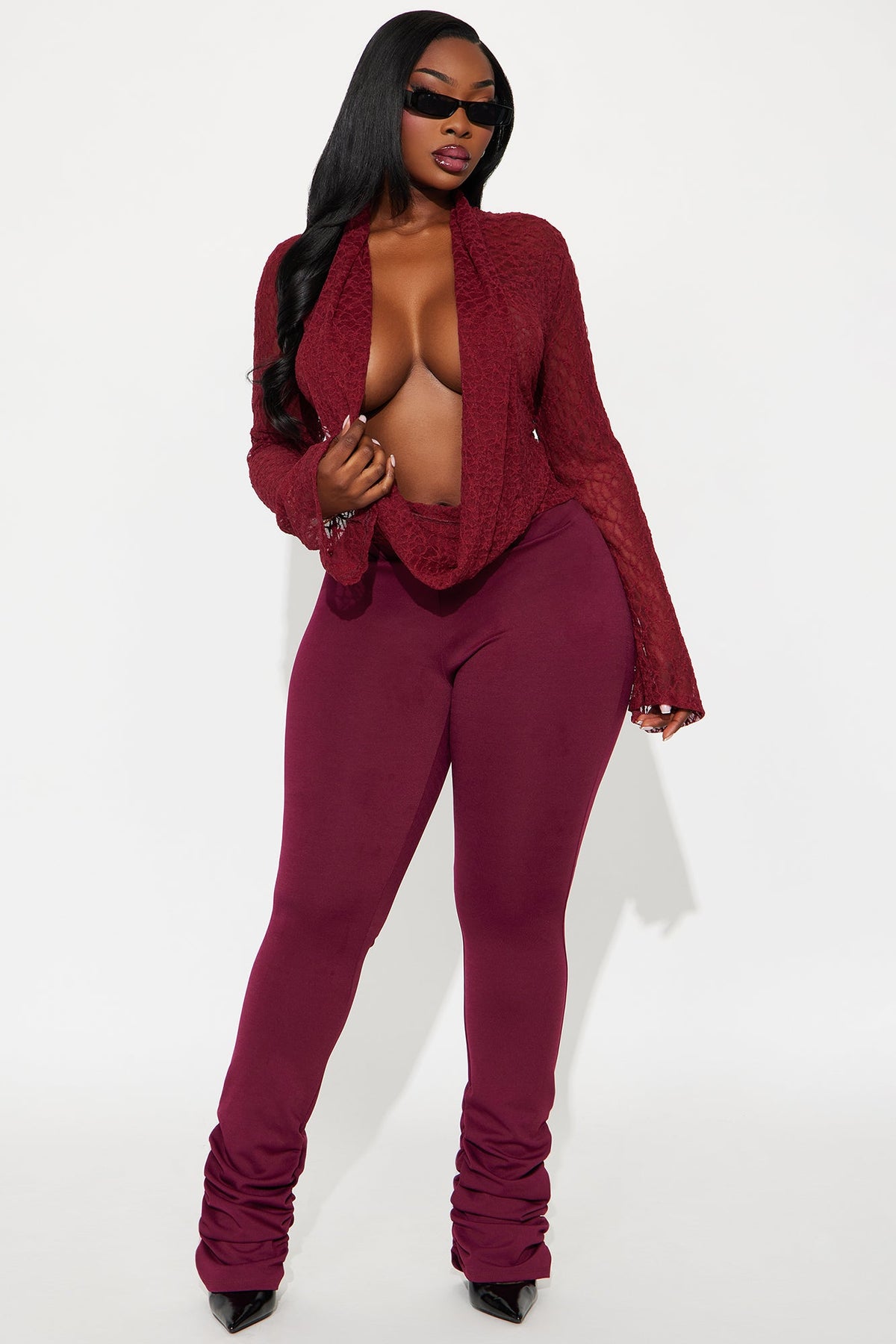I Don't Chase Lace Blouse - Burgundy