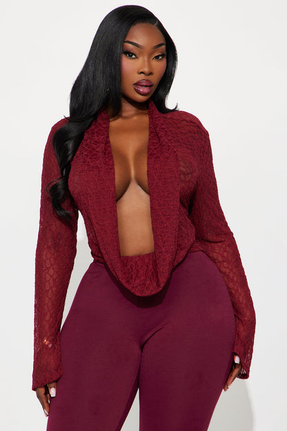 I Don't Chase Lace Blouse - Burgundy