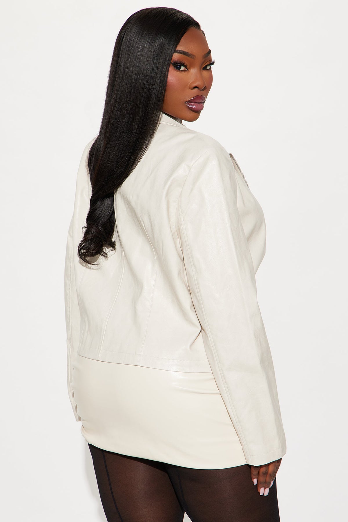 Untamed Energy Washed Faux Leather Moto Jacket - Stone
