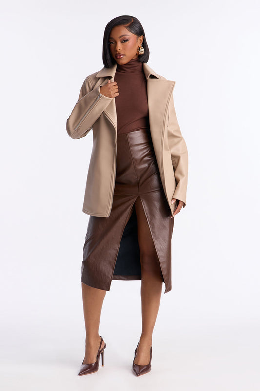 Dusk To Dawn Faux Leather Moto Jacket - Mocha