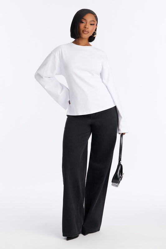 Jayden Fitted Shirt Long Sleeve T-Shirt - White