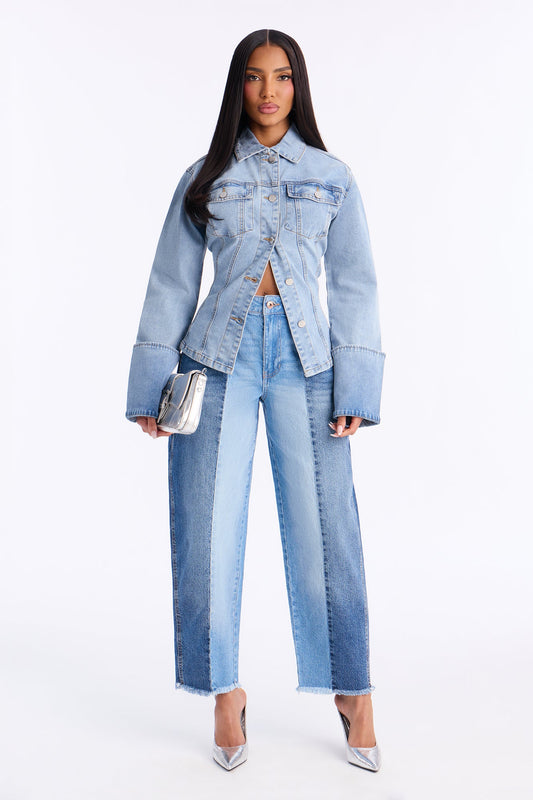 Khloe Cuffed Denim Shacket - Light Wash