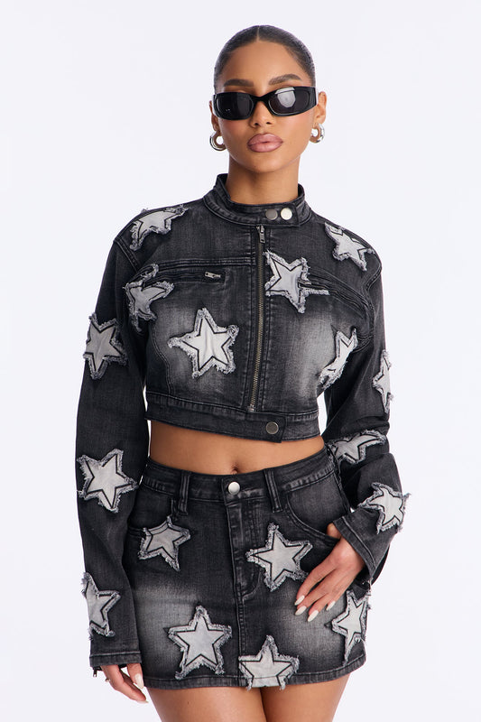 Starstruck Denim Jacket - Black Wash