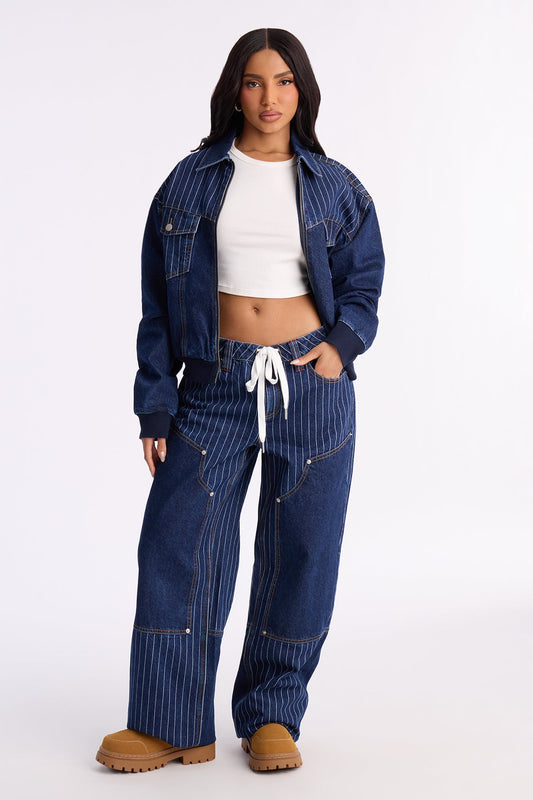 Legendary Striped Denim Jacket - Dark Wash